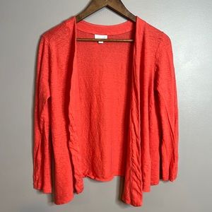 J. Jill love linen coral open front cardigan size med 100% linen